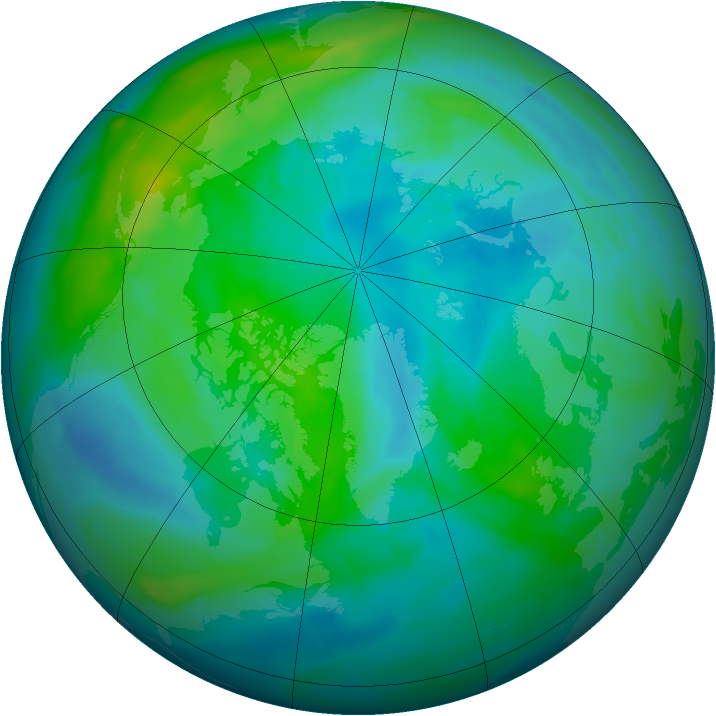 Arctic ozone map for 03 October 2010